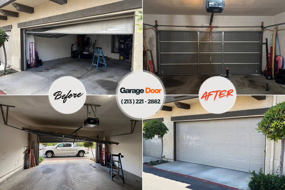 Before and after: garage door repair Rush City, MN